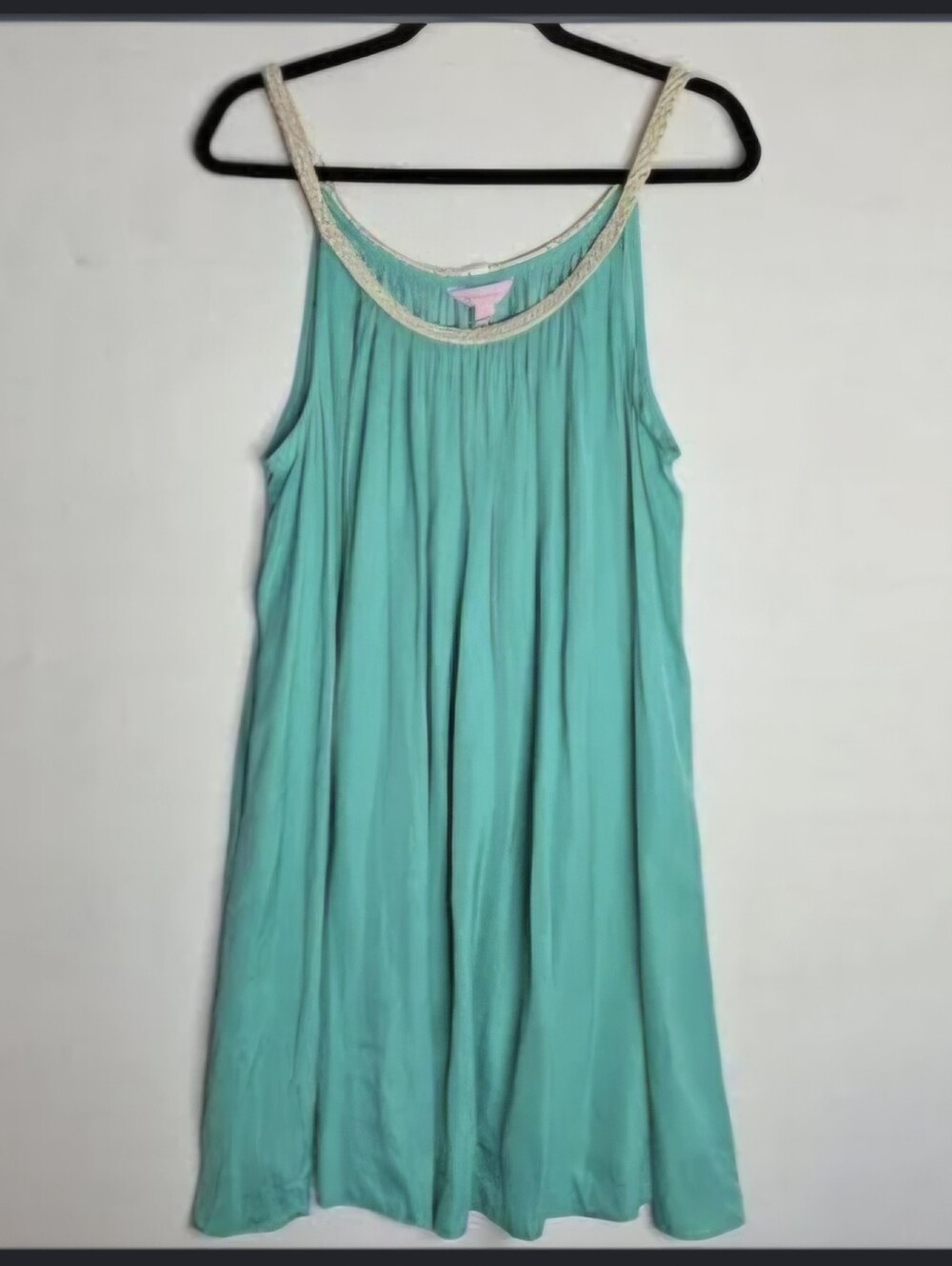 Lilly Pulitzer Teal Sleeveless Dress with Braided Cream Trim